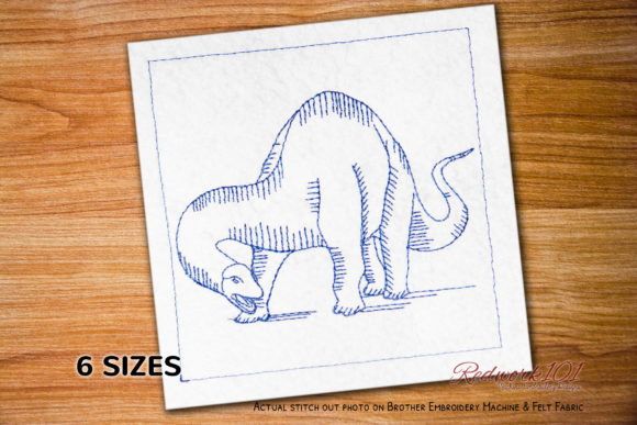 Apatosaurus Dinosaurs Redwork Design