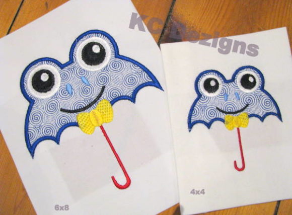 Boy Frog Umbrella Embroidery Design