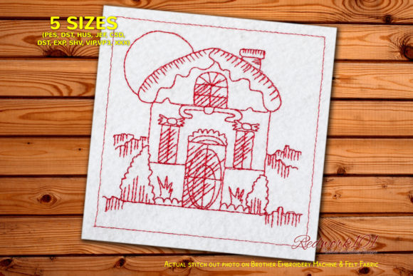 Christmas Gingerbread House Redwork