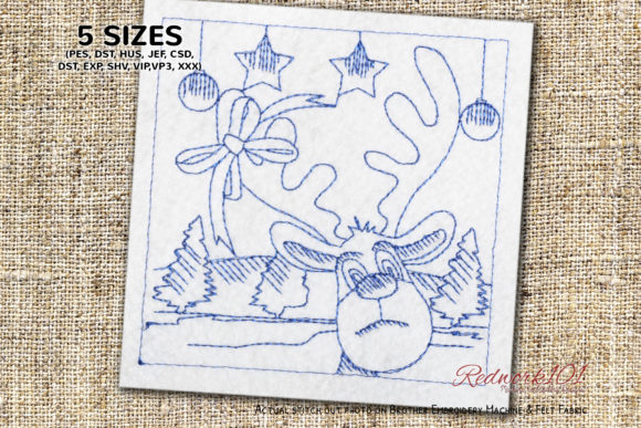 Christmas Reindeer Face Lineart Design