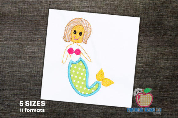 Cute Baby Mermaid Embroidery Design