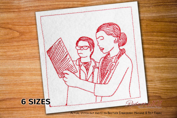 Doctor Checking XRay Redwork