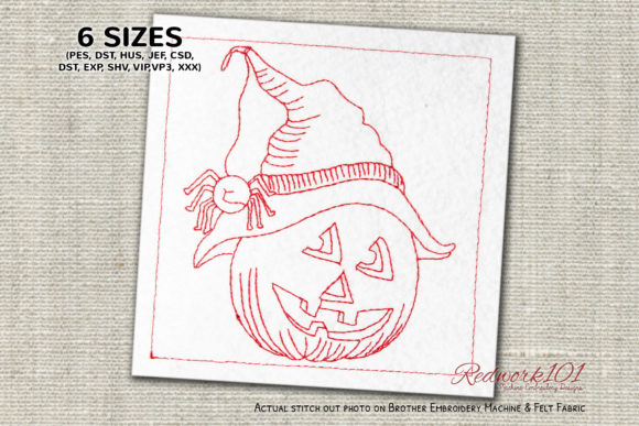 Happy Halloween Holidays Redwork Design