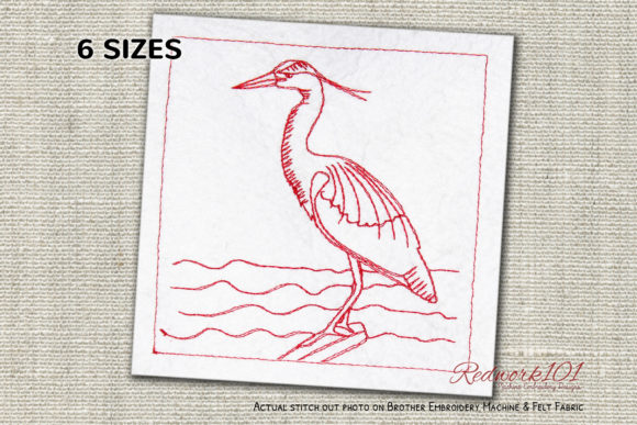 Heron Bird Machine Embroidery