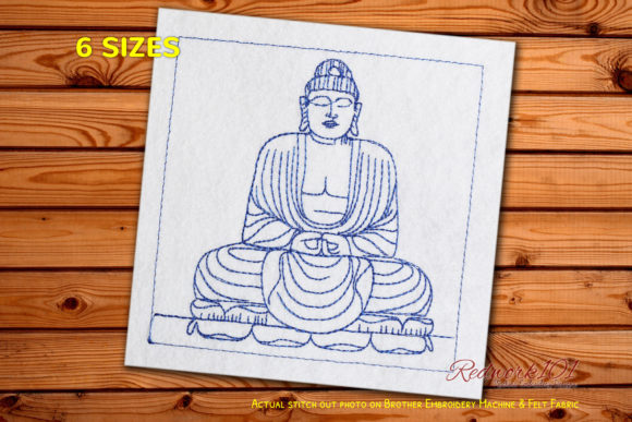 Meditating Buddha Redwork Design