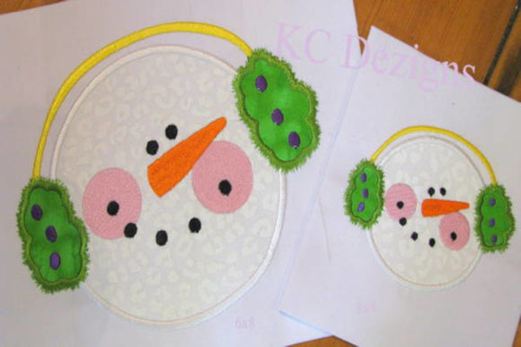 Snowman Face with Green Ear Muffs