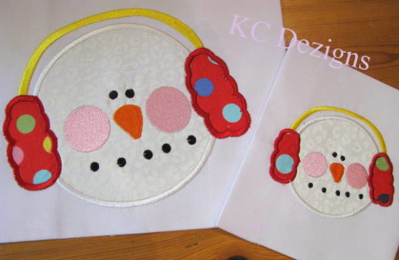 Snowman Face with Red Ear Muffs