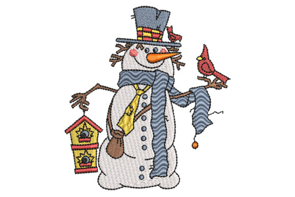 Snowman with Cardinal Birdy
