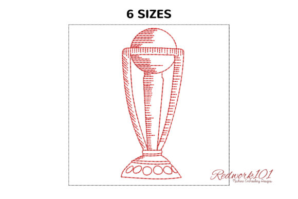 World Cricket Trophy Redwork Design